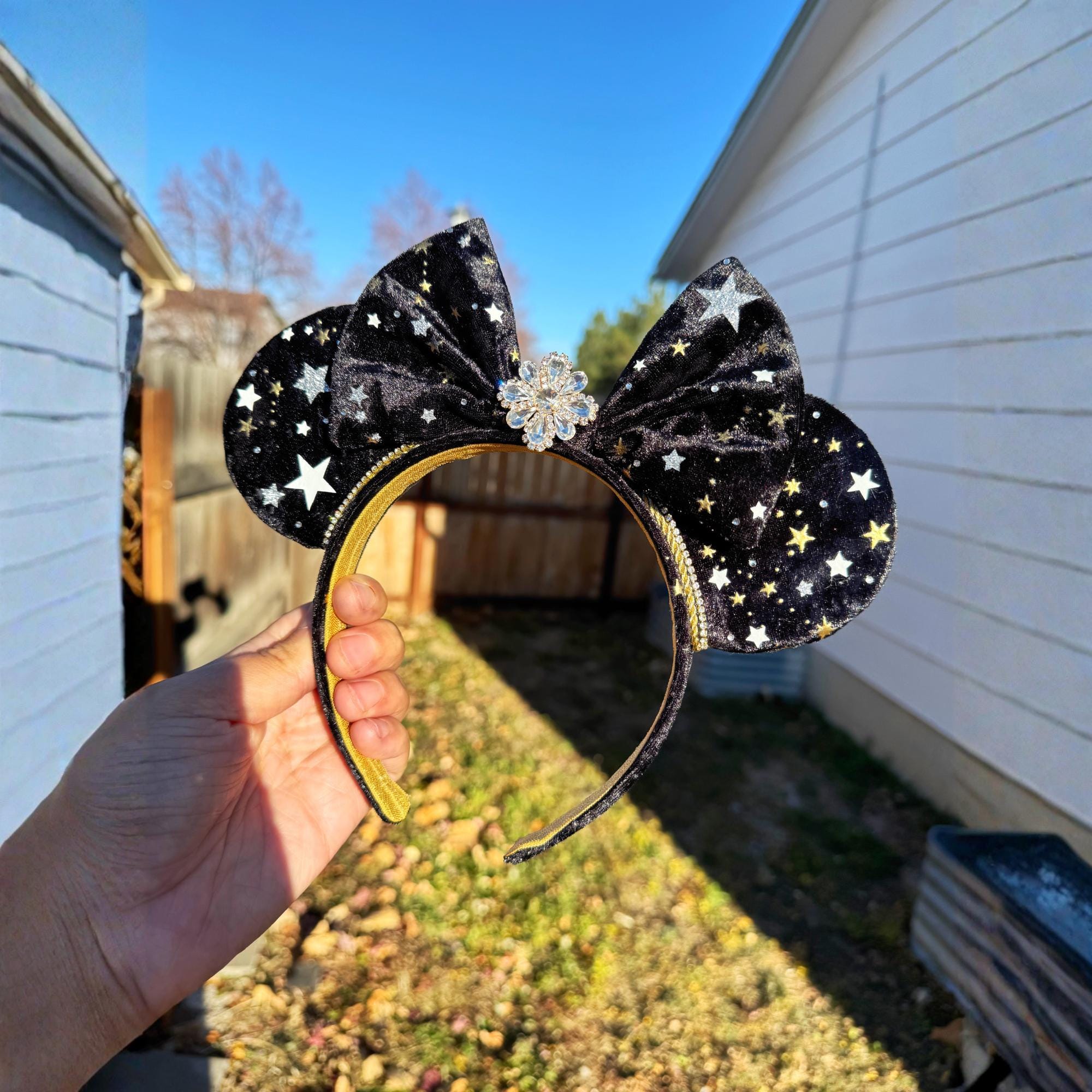 Galaxy Velvet Minnie Ears, Glitter Velvet Minnie Ears, Black 