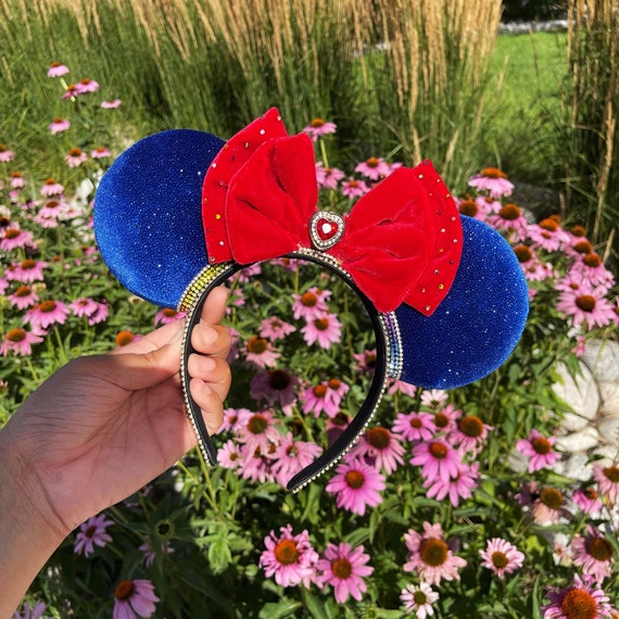 Disney Snow White Headband with Blue and Red Accents Disney Princess Snow White Headband Big Red Sequin Bow  main image 3
