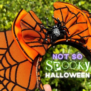 Pumpkin Spider Halloween Minnie Ears, Pumpkin Mouse Ears, Halloween Minnie Ear