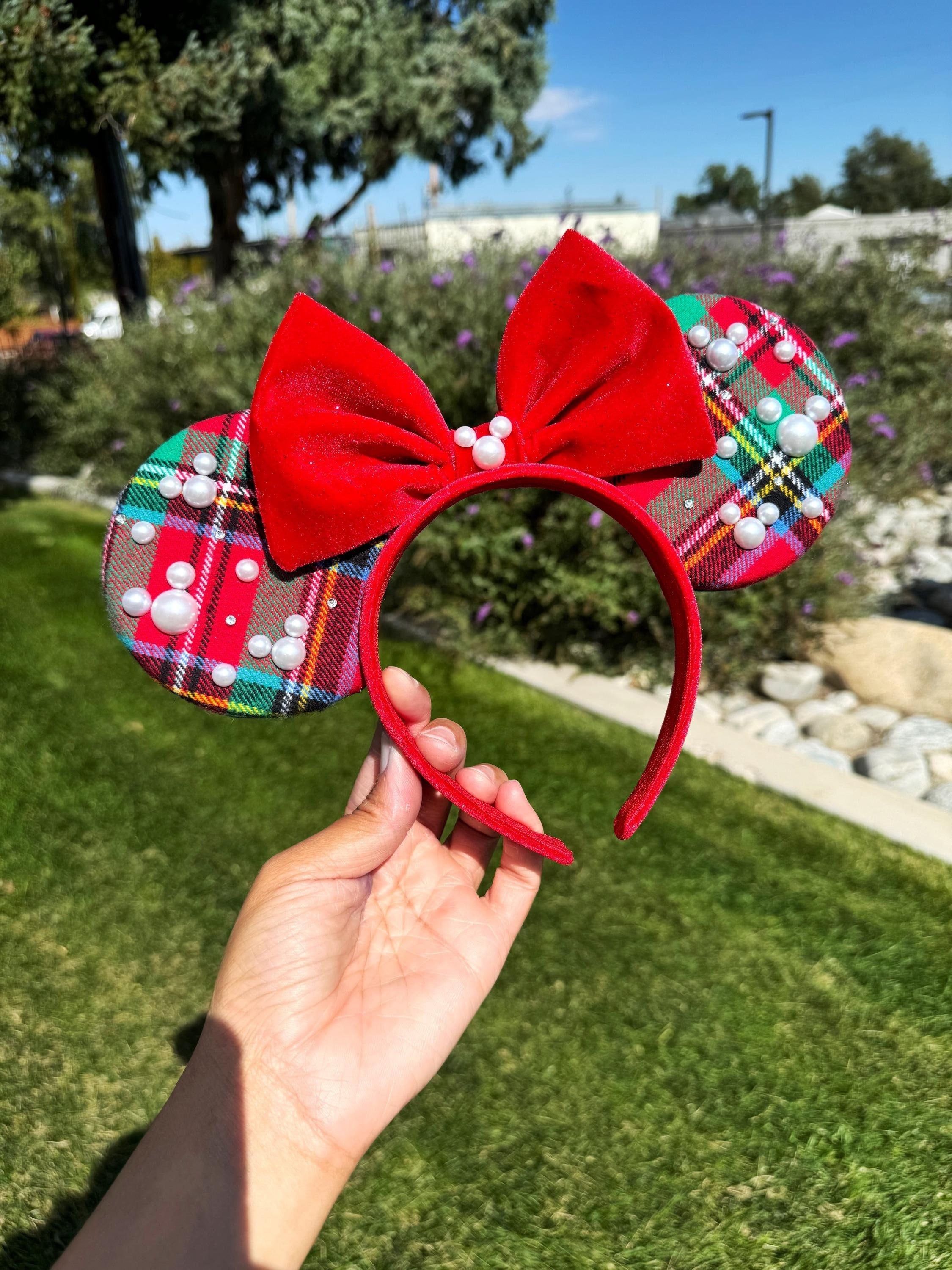 Disney Parks Mickey Mouse Plaid Christmas Ear Headband New Holiday Ears in Buffalo Plaid | TouringPlans.com Blog main image 3