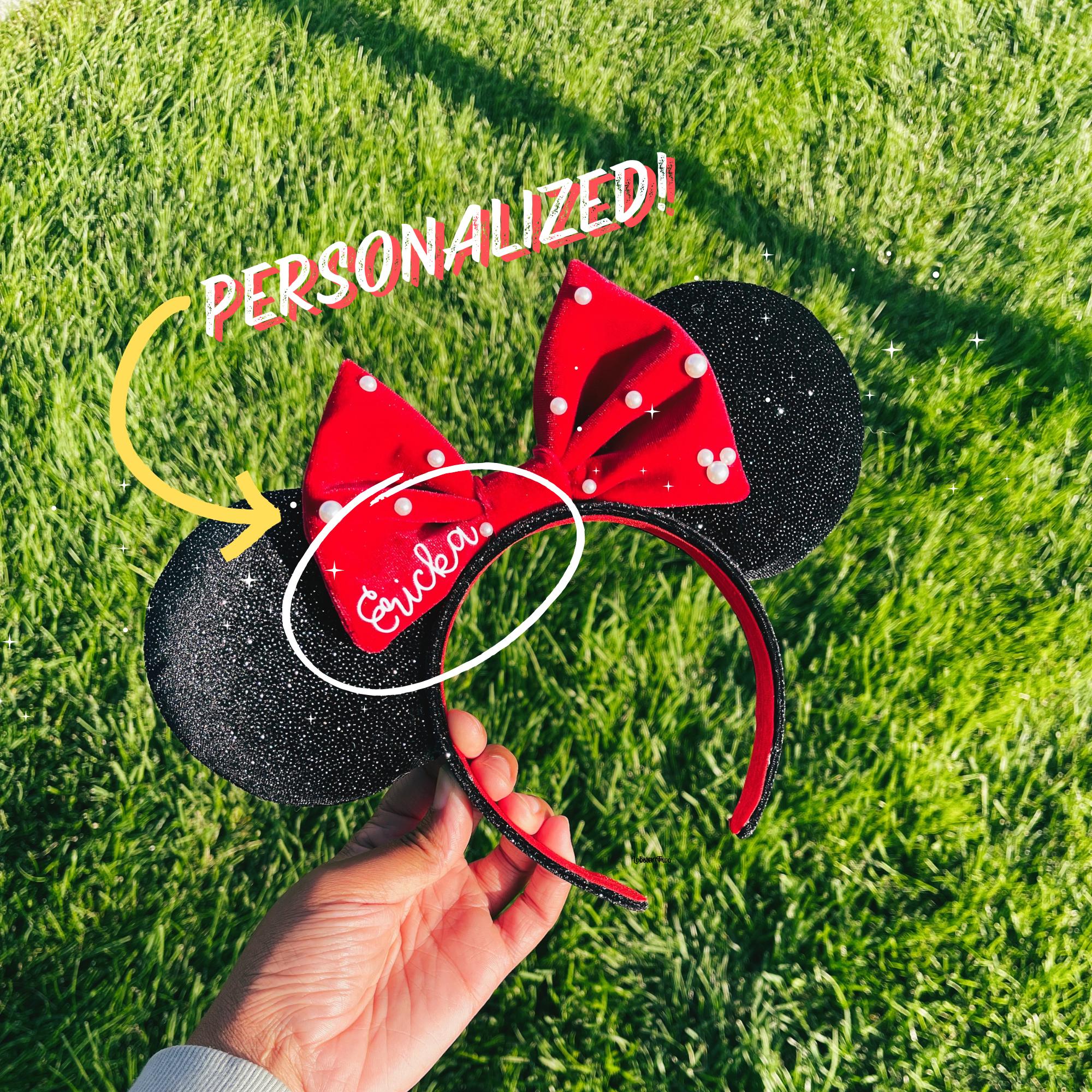 Custom Personalized Mouse Ear, Custom Minnie Ear, Minnie Mouse Ear, Black Mickey Ear, Group Disney Ear, Sparkle Minnie Ears, Personalizable