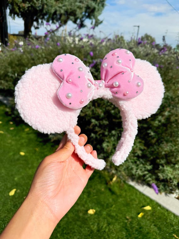 Pink Pearl Sherpa Minnie Ears, Pink Sherpa Disney Ears, Pink  display picture 2