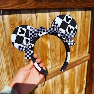 Kariertes Micky Ohr, kariertes Minnie Ohr, Minnie Maus Ohr, schwarzes Micky Ohr, süßes Minnie Ohr, Disney Ohren, Micky Ohr Stirnband