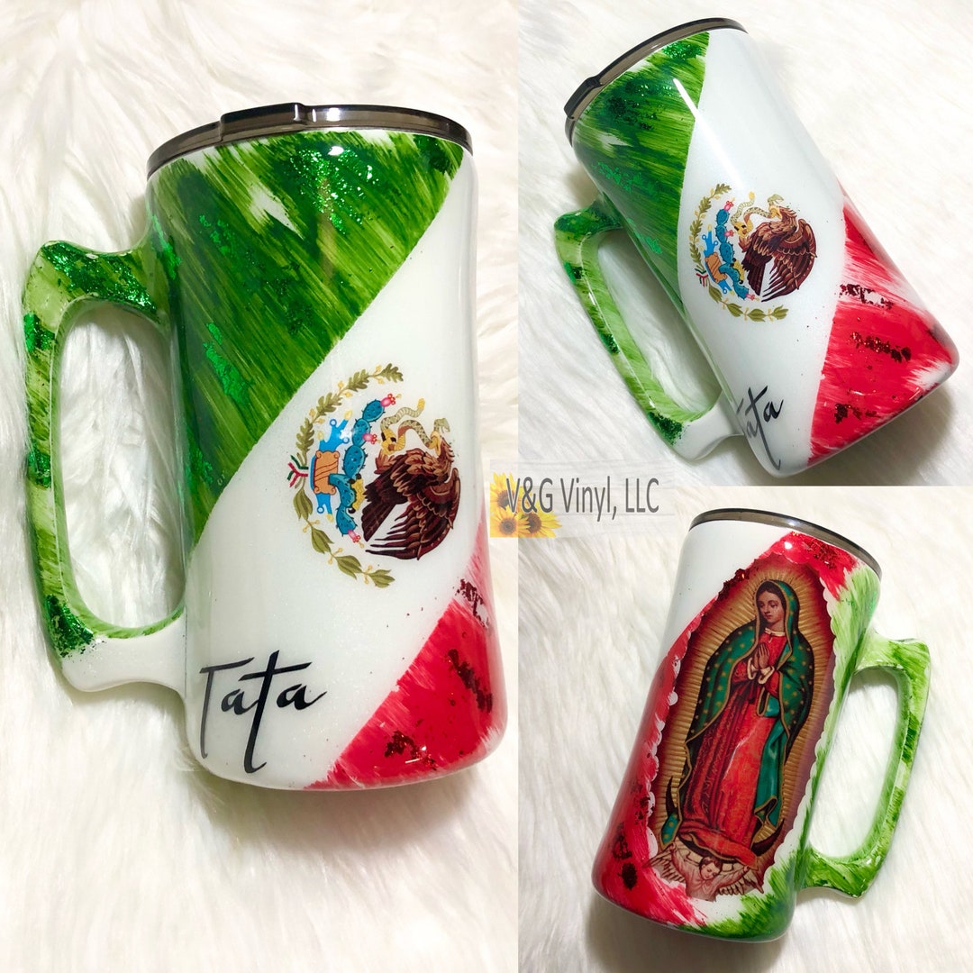 Mexican Tumbler Mexican Flag Inspired Tumbler Virgen De Etsy