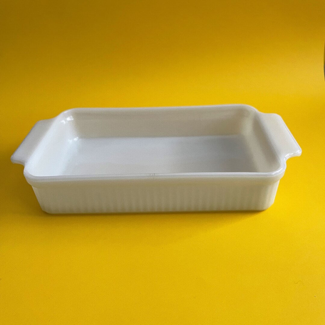 Vintage White Milk Glass Casserole Dish Made by Glasbake and Etsy