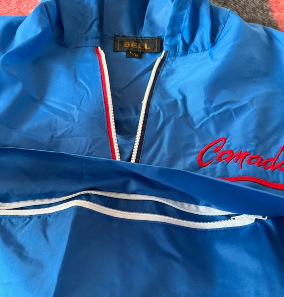 Vintage blue windbreaker made by BELL with Canada… - image 5