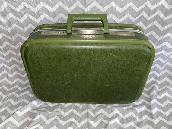 Olive green vintage mini suitcase