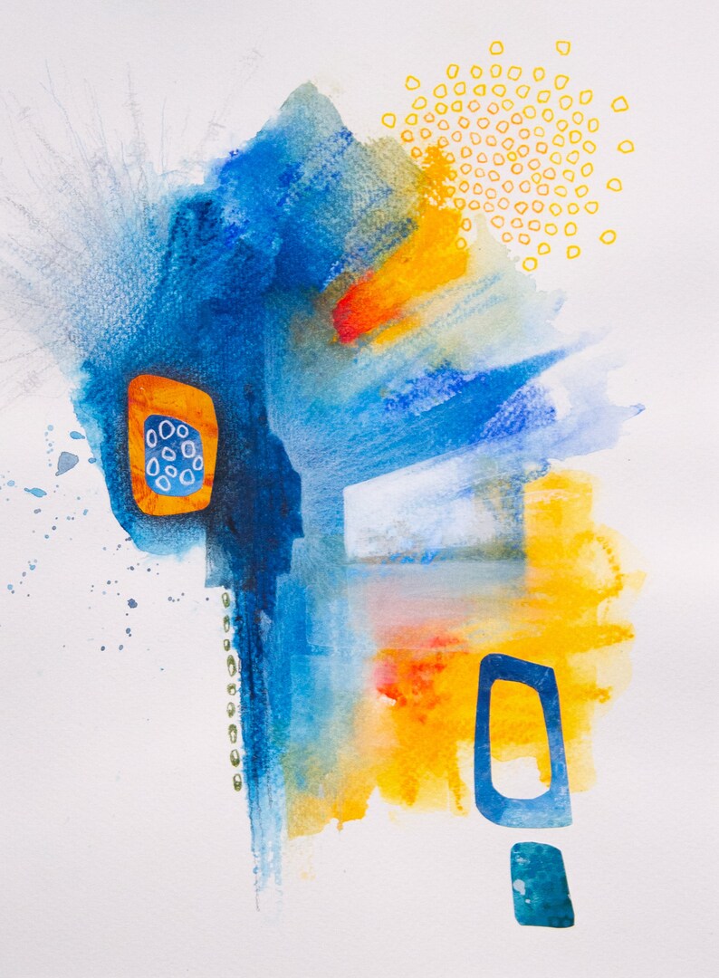 9 x 12 Original work on paper Fluid Expression #3 Decoration Abstract Art Wall Decoration Home D\u00e9cor. Painting