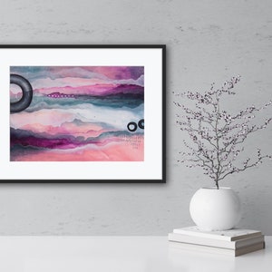 Abstract Painting, Small original painting, Abstract art, Painting on paper, Colorful art, Abstract landscape painting. image 7