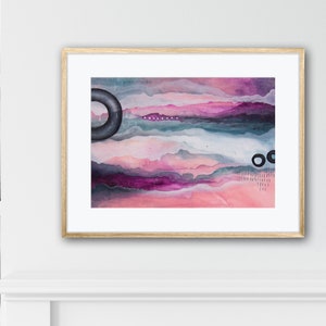 Abstract Painting, Small original painting, Abstract art, Painting on paper, Colorful art, Abstract landscape painting. image 8