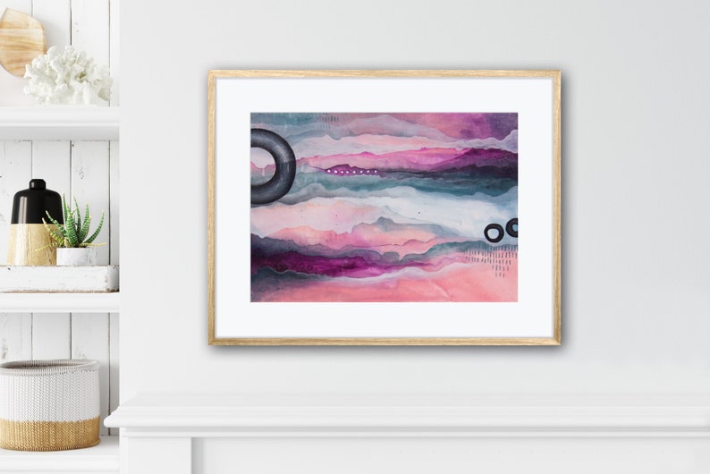 Abstract Painting, Small original painting, Abstract art, Painting on paper, Colorful art, Abstract landscape painting. image 8