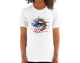 4 juli shirt, patriottisch shirt, 4 juli grafisch T-shirt, vrouwen 4 juli shirt, rood wit en blauw t-shirt, lippen grafisch T-shirt