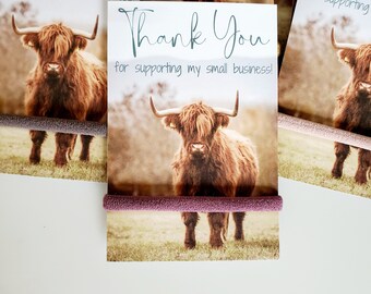 Thank You Cards Small Business - Set of Cow Thank You Notes on Premium Cardstock 2.75 ” by 4”