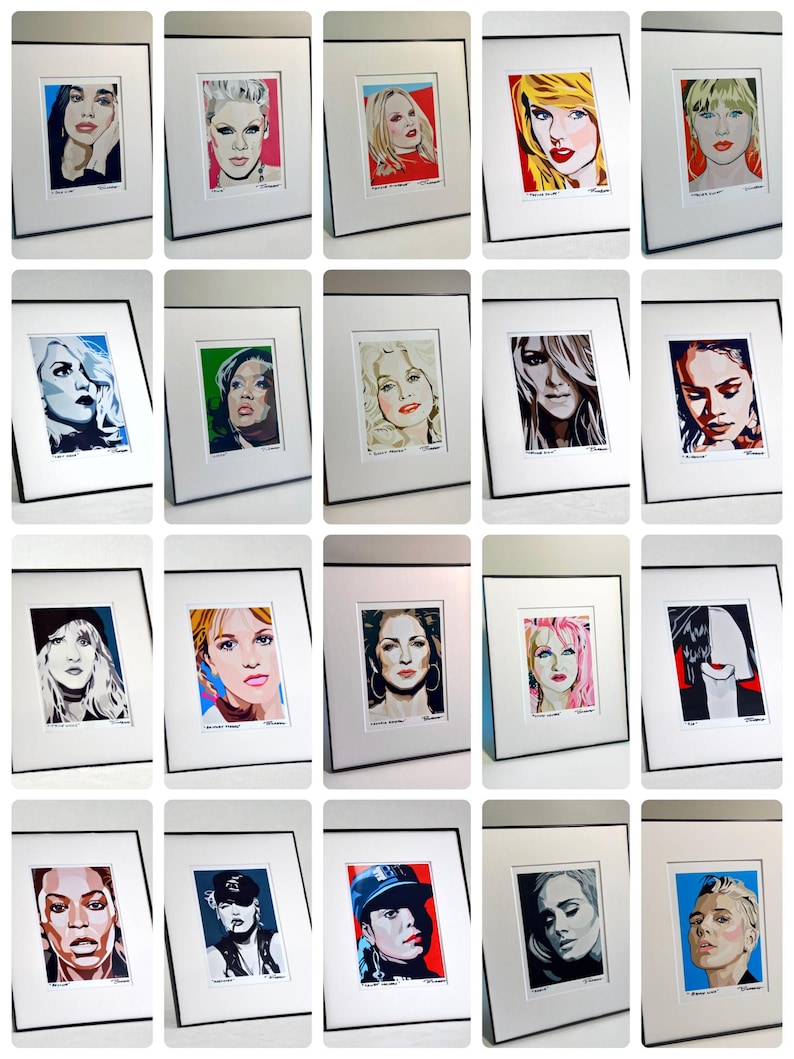Signed digital reprint of my “Britney Spears” painting - Matted and framed to 8x10 image 2