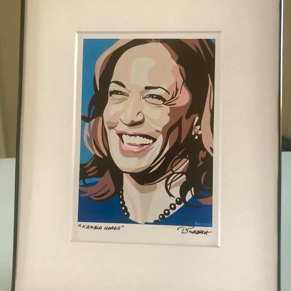 Signed digital reprint of my “Kamala Harris” painting - Matted and framed to 8x10