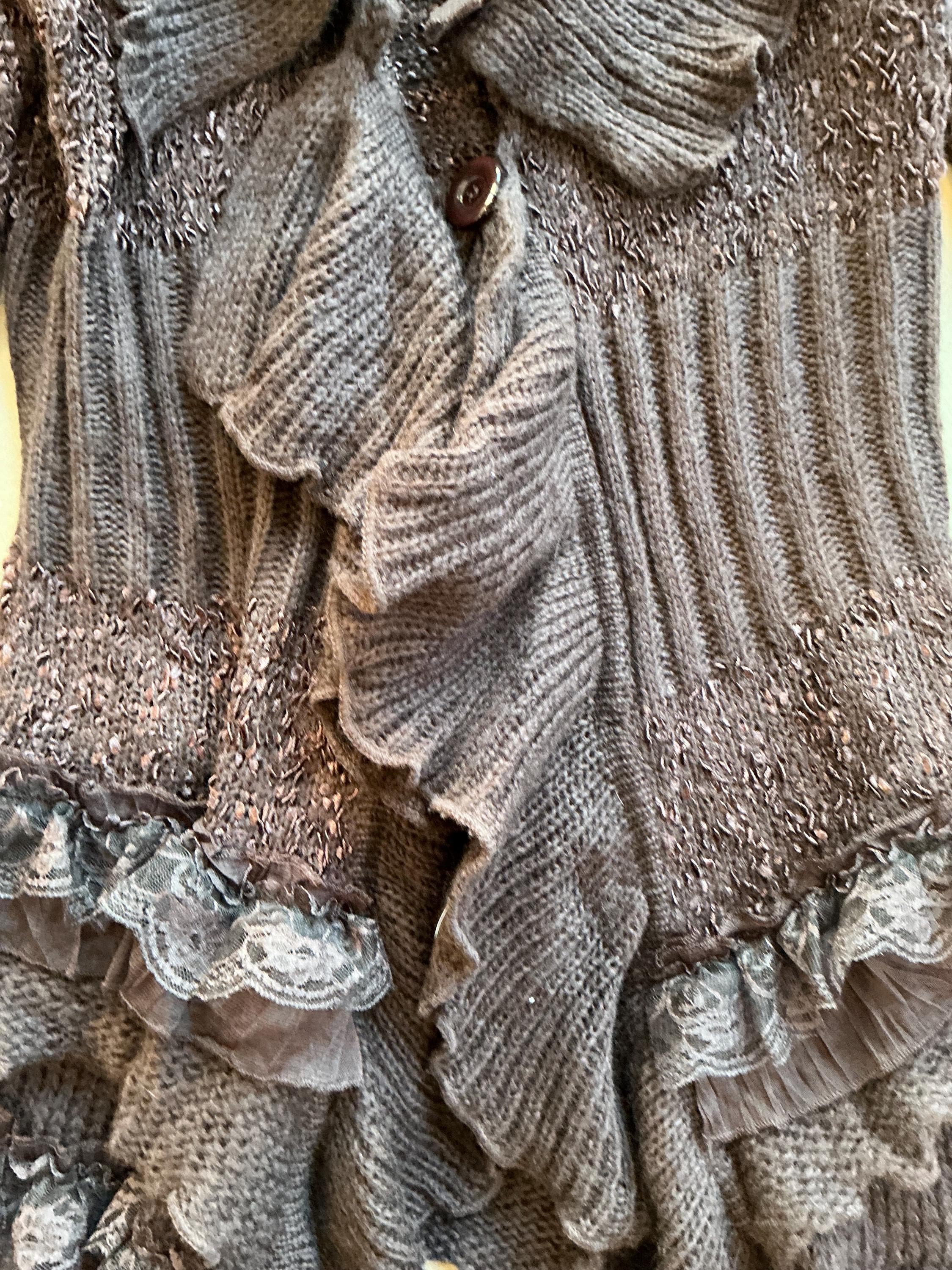 John Fashion Knit Frill Burgundy Cardigan