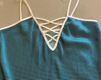 Green Teal Polka Dot Slip Dress Green Teal Polka Dot Slip Dress