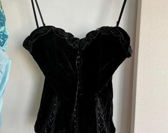 トップス House of CB NOA BLACK VELVET CORSET HOUSE OF CB 'Noa' Black Velvet Corset NWOT Crop Tops