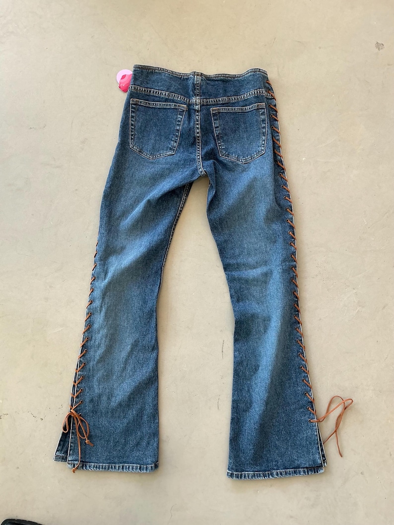 SO ME A Line Fit and Flare Diamond Bow Ribbon Denim Dres