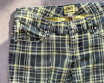 Tripp NYC Yellow Plaid Pants - Etsy