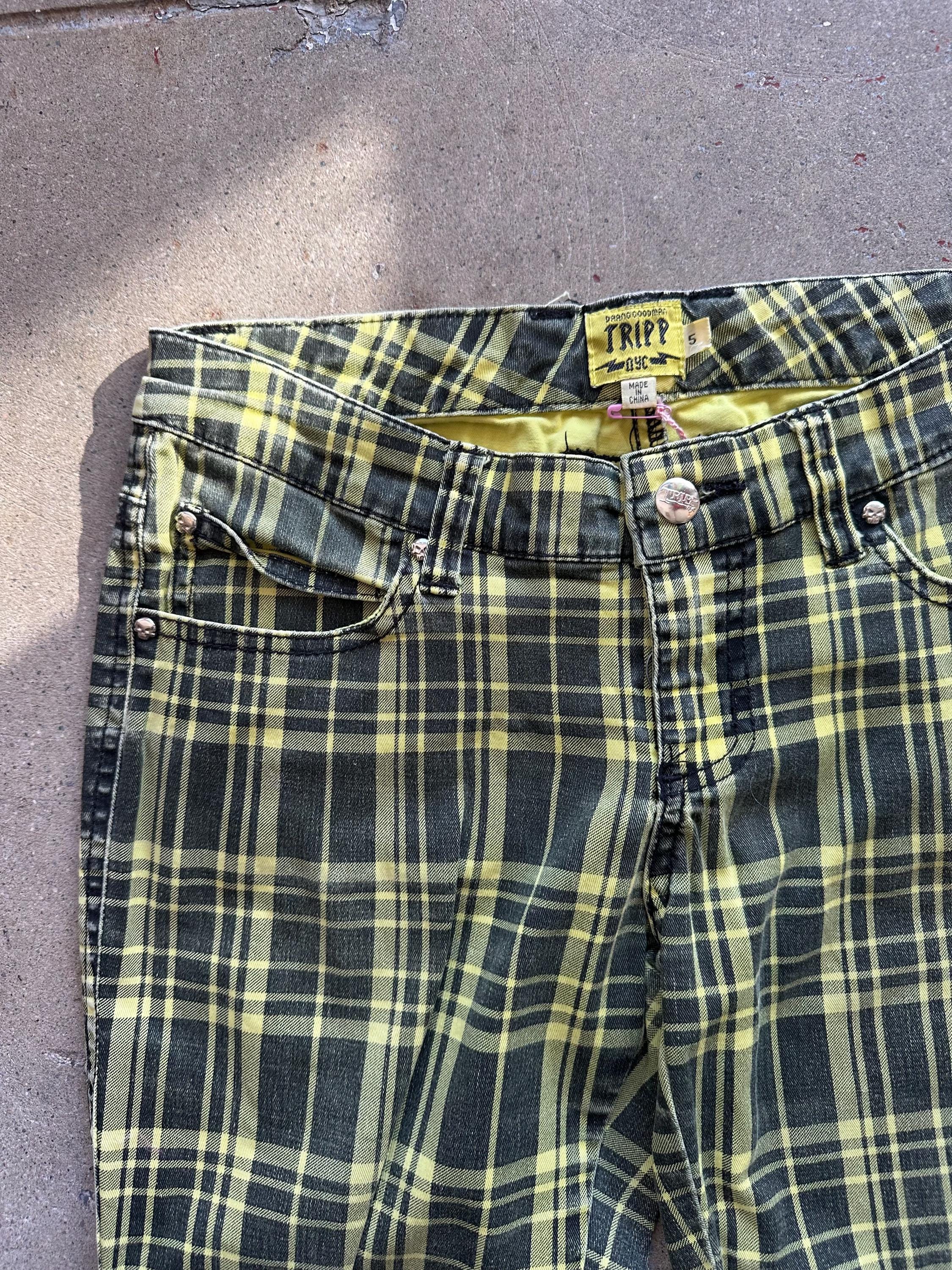 Tripp NYC Yellow Plaid Pants - Etsy