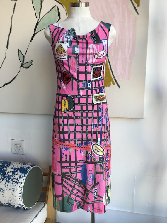 Euro vintage pink transit map dress