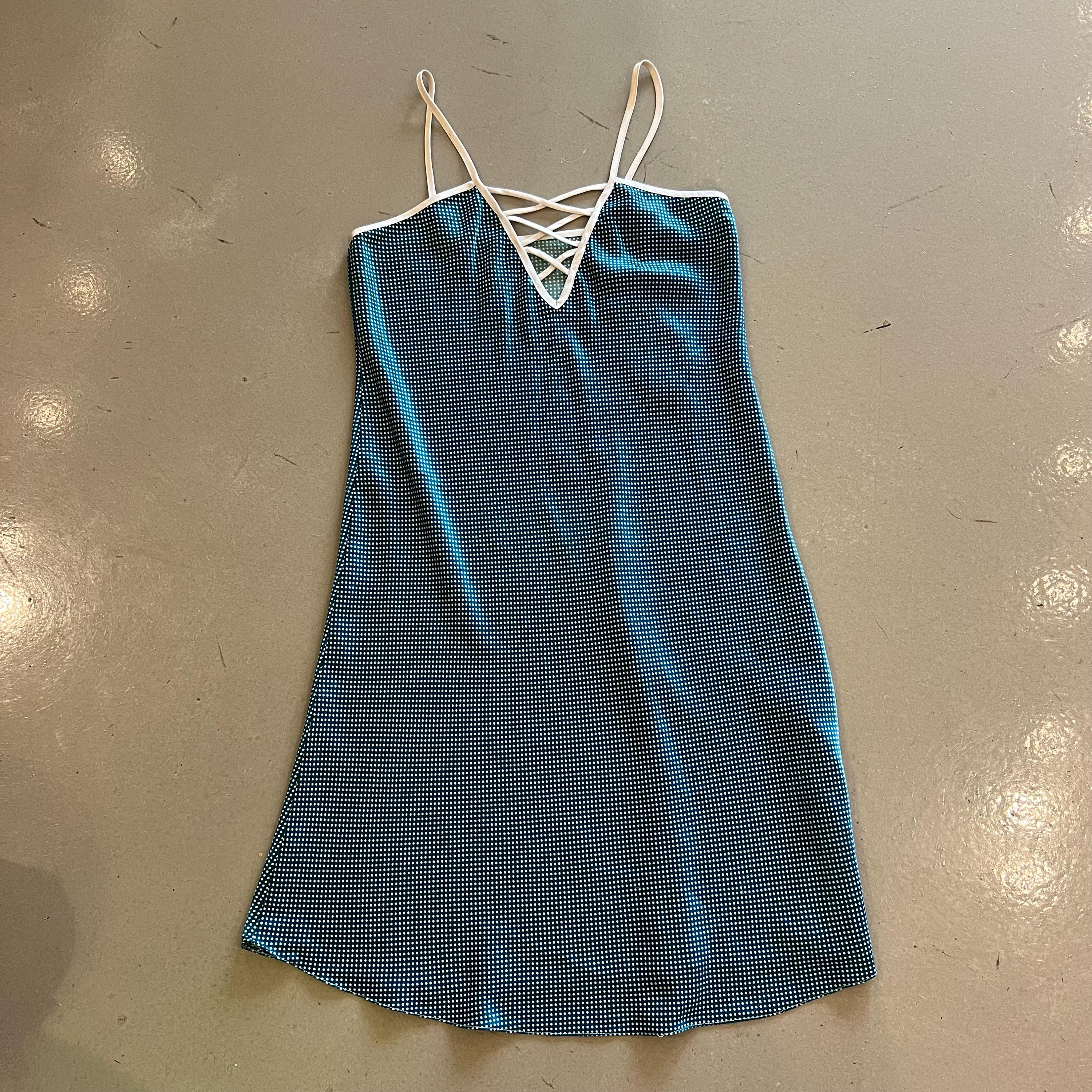Green Teal Polka Dot Slip Dress