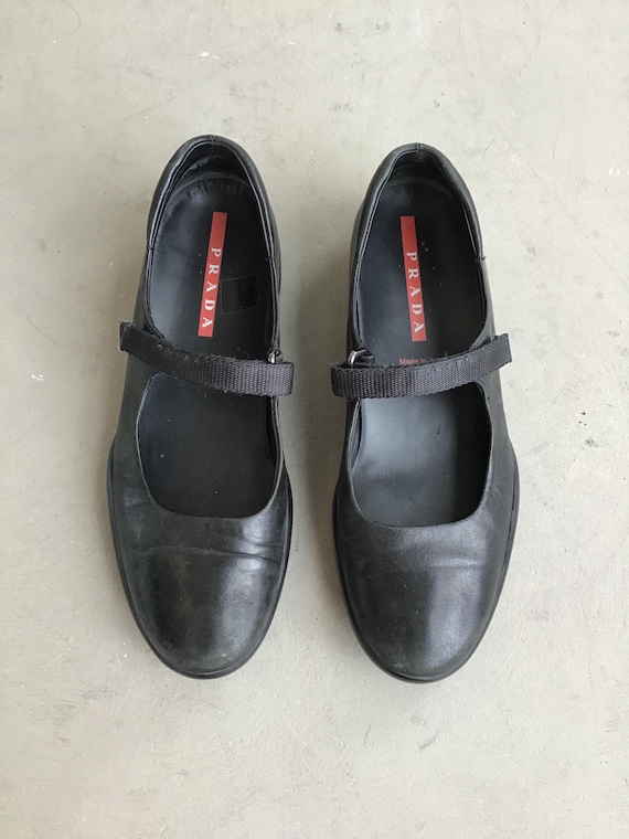 PRADA Black Mary Jane Flats - Etsy