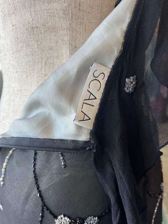 scala black beaded dress Vintage Scala Sequin with Beaded Embellishments Black Sleeveless Mini Dress (Size 6)