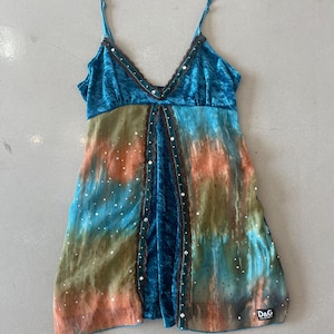 Dolce & Gabbana Blue Velvet Patterned Tank