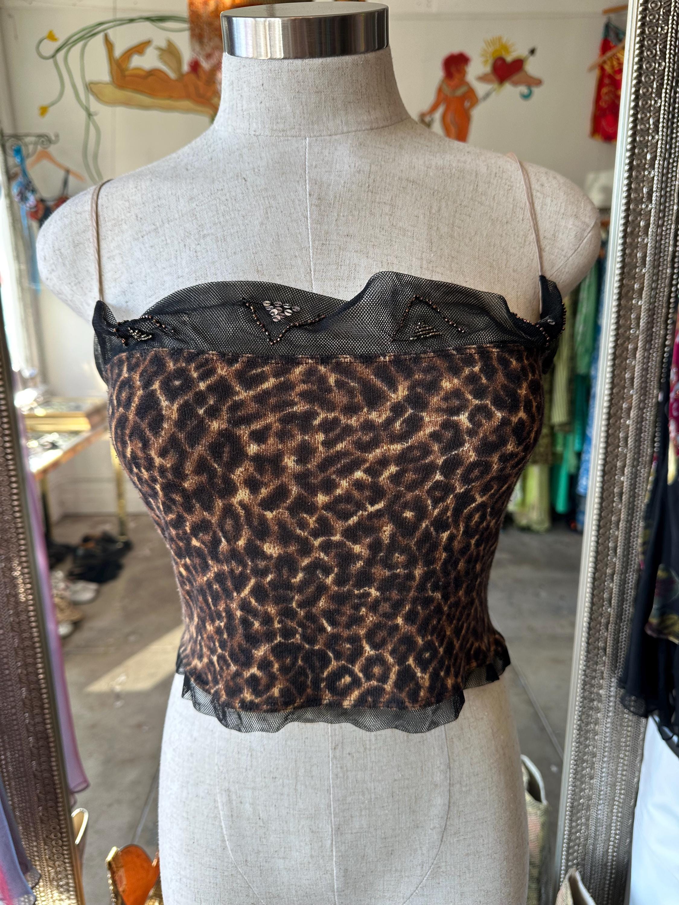 ヒョウ柄 クロップドキャミソール ヒョウ柄 クロップドキャミソール