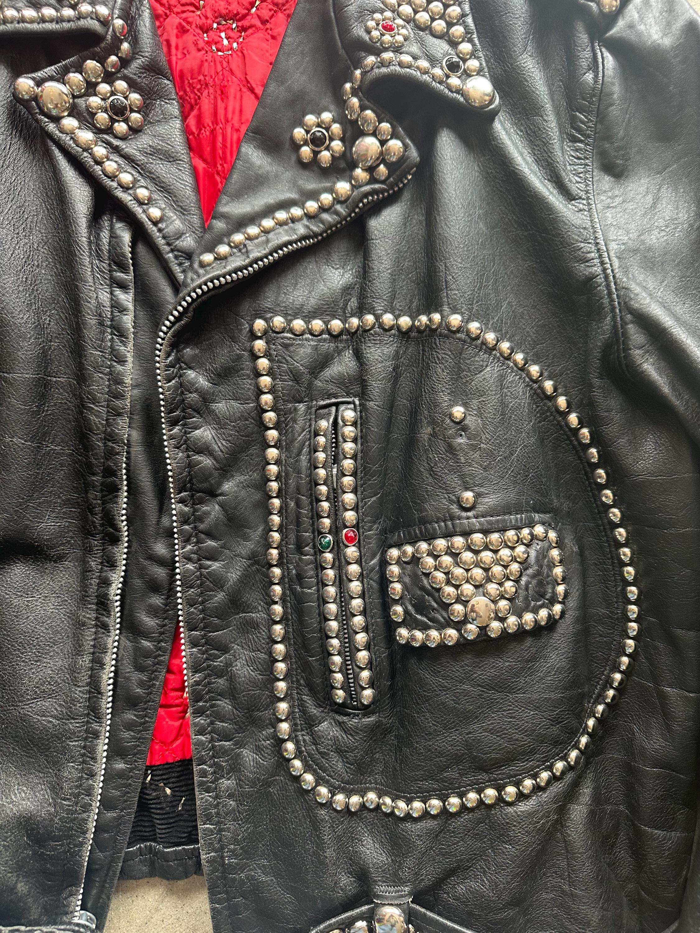 Oakbrook Sportswear Studded Leather Motorcycle Jacket - Etsy