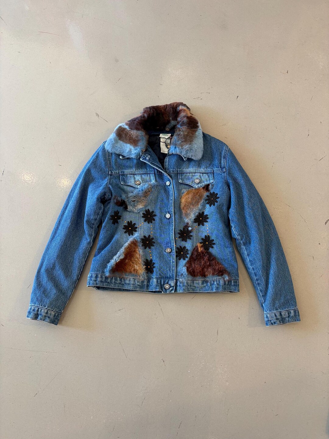 NWT Bianca Maria Castelli Denim Fur-lined Flower Jacket - Etsy