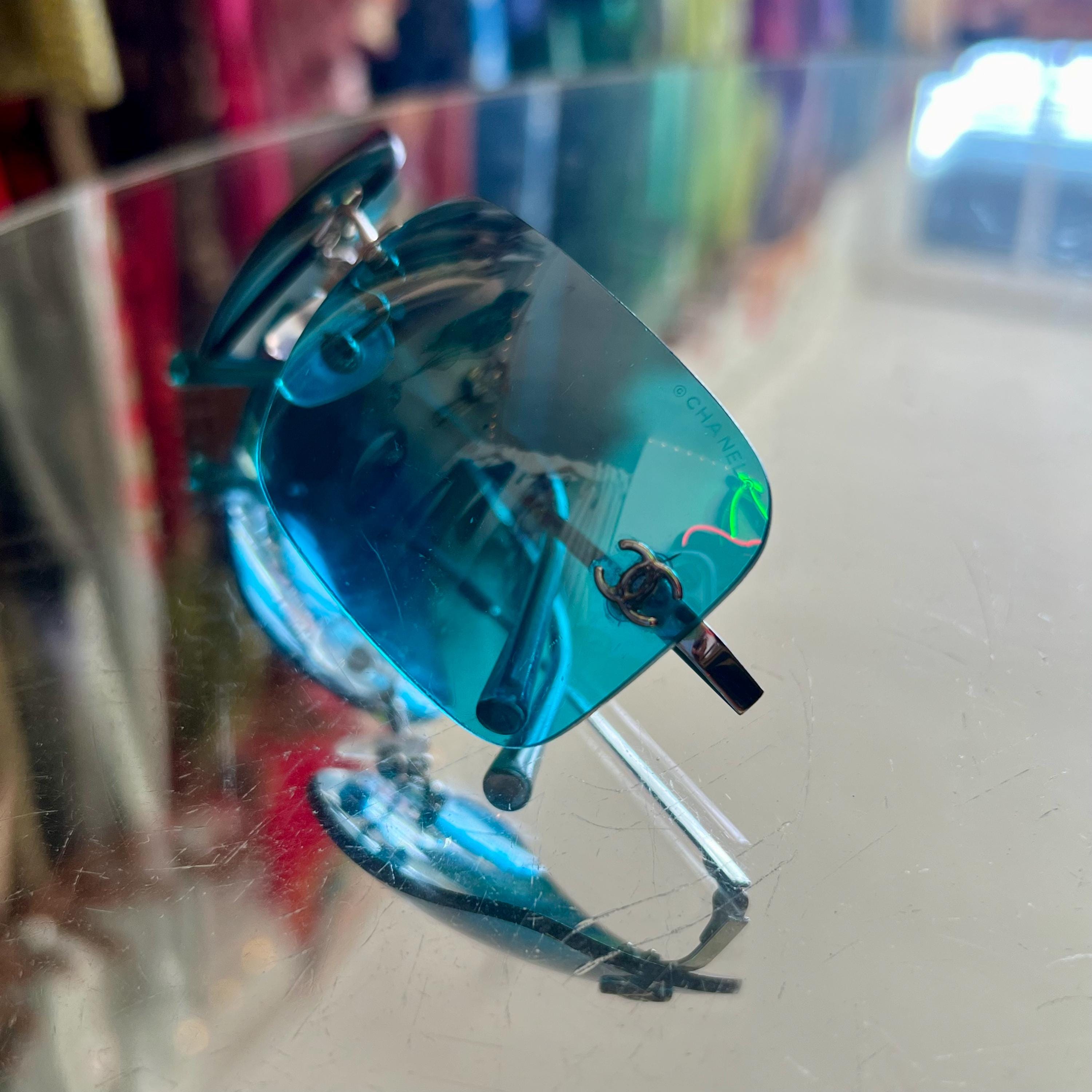 Blue Y2K Chanel Sunglasses - Etsy