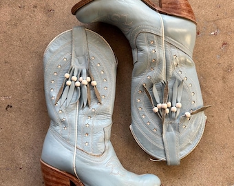 Baby Blue Heeled Cowboy Boots