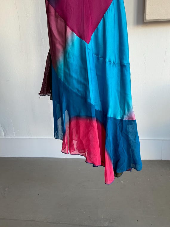 Jeff Gallano Multi-colored Silk Patchwork Dress - image 4