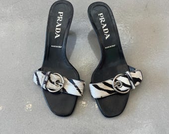 Prada Zebra Fur Buckled Kitten Heels - Etsy