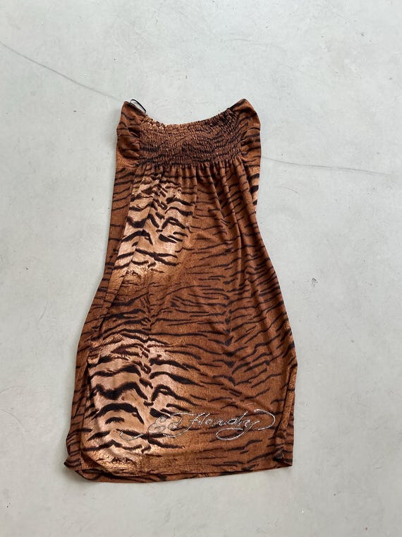 brown ed hardy dress Ed Hardy Love Kills Slowly Skull Long Sleeve Mini Dress