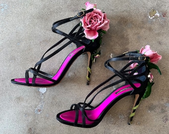 Dolce and Gabbana Rose Stem Heels | Size 37.5