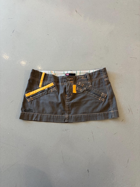 Green Diesel Cargo Yellow Patchwork Miniskirt - image 1