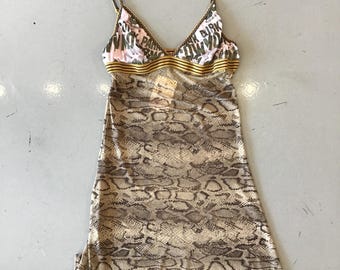 Gsus Graphic Snakeskin Mesh Tank Dress