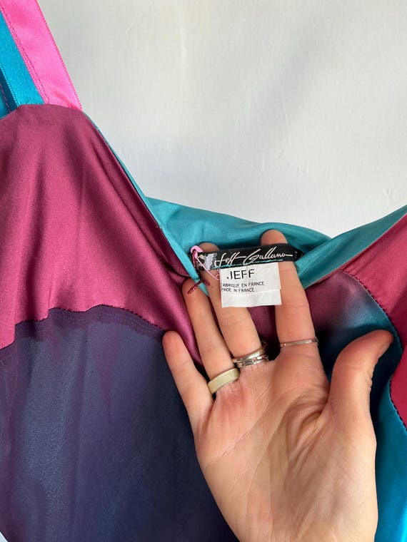 Jeff Gallano Multi-colored Silk Patchwork Dress - image 5