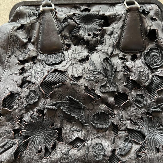 Valentino 'Alice Glam Frame' Black Purse with Laser Cut Flowers View 3