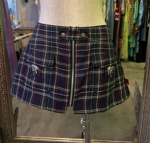 Tripp NYC Navy Plaid Mini Skirt Etsy UK