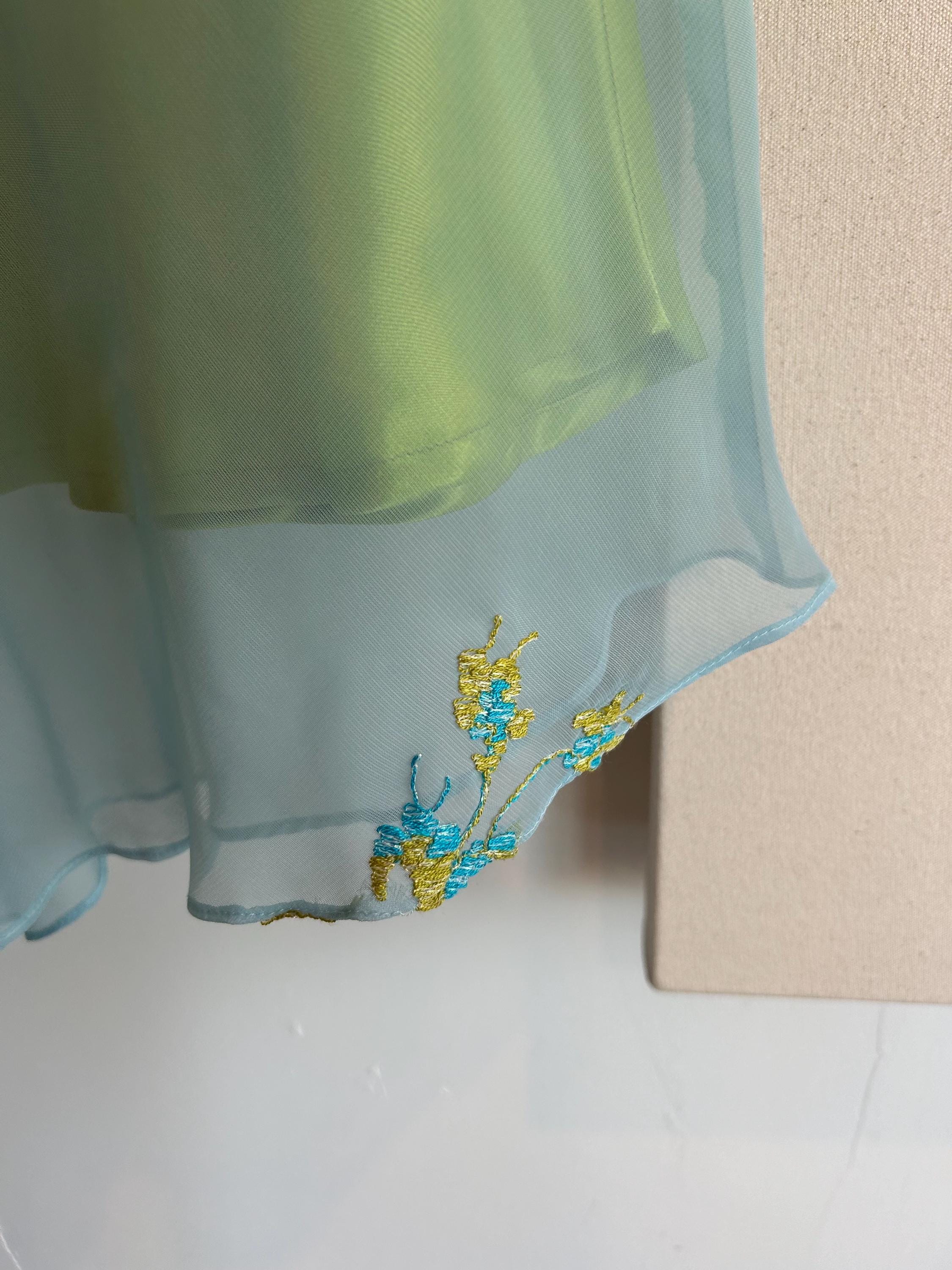 Flower Mesh Skirt Light Blue