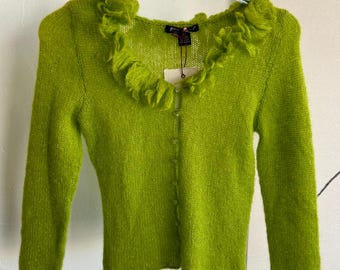 Betsey Johnson Green Grinch Button-up Sweater