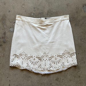 Roberto Cavalli White Leather Skirt