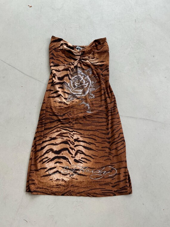 Ed Hardy Rhinestone Tiger Print Dress