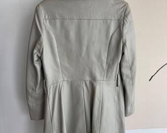 Vintage Grey Leather Coat With Fur Collar - Etsy
