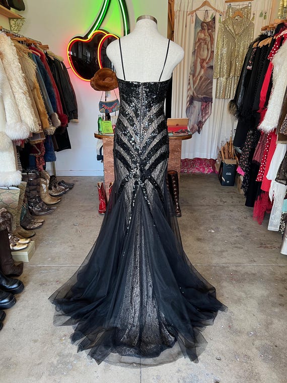 Caché Black Sequin and Lace Gown - image 2
